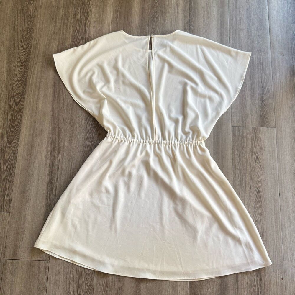 Aritzia Little Moon Dress Sz Large Ivory Stretch Waist Knee Length Quiet Luxury - Picture 11 of 16